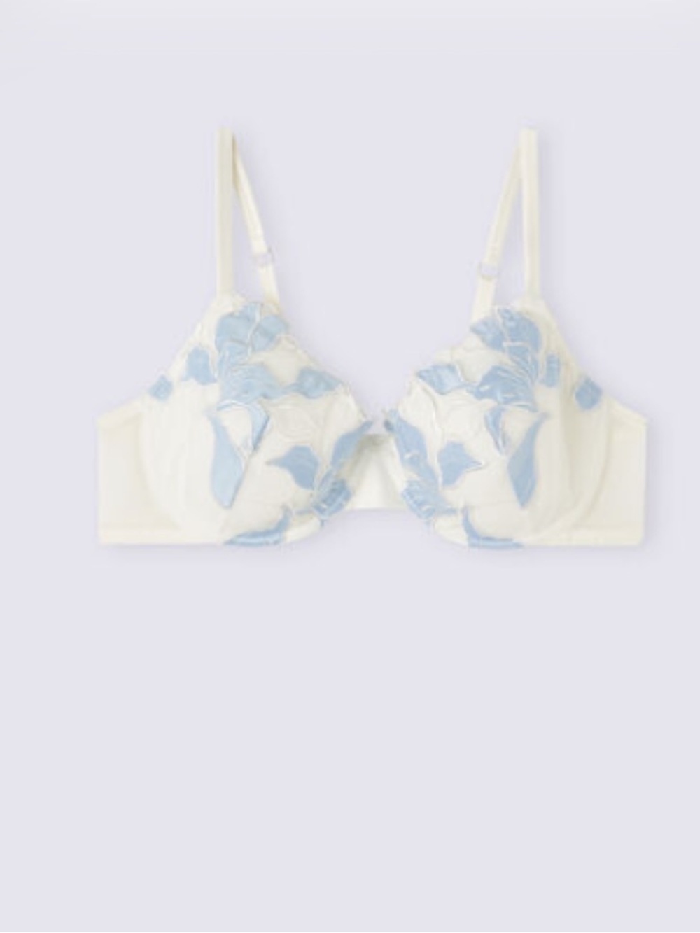 Delicate Blue Floral Embroidered Underwire Bra - Women Intimates